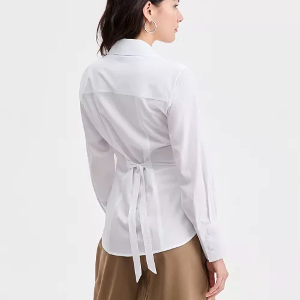 Bar III White Tie-Back Button Down Shirt